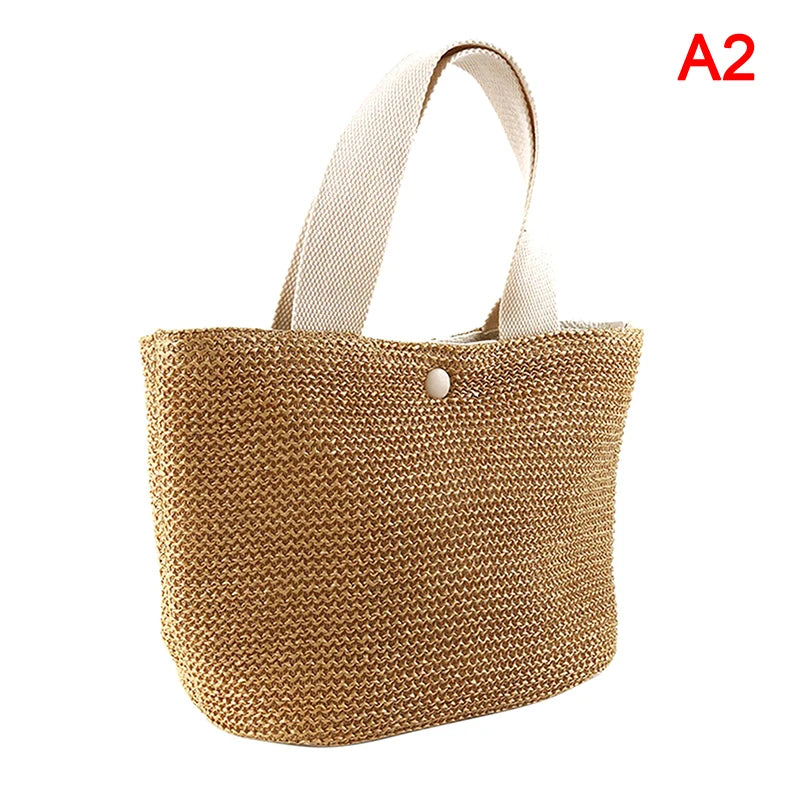 Elegant Ladies Straw Woven Handbag Women Holiday Beach Casual Tote Top-Handle Bags Fashion Retro Shoulder Bags